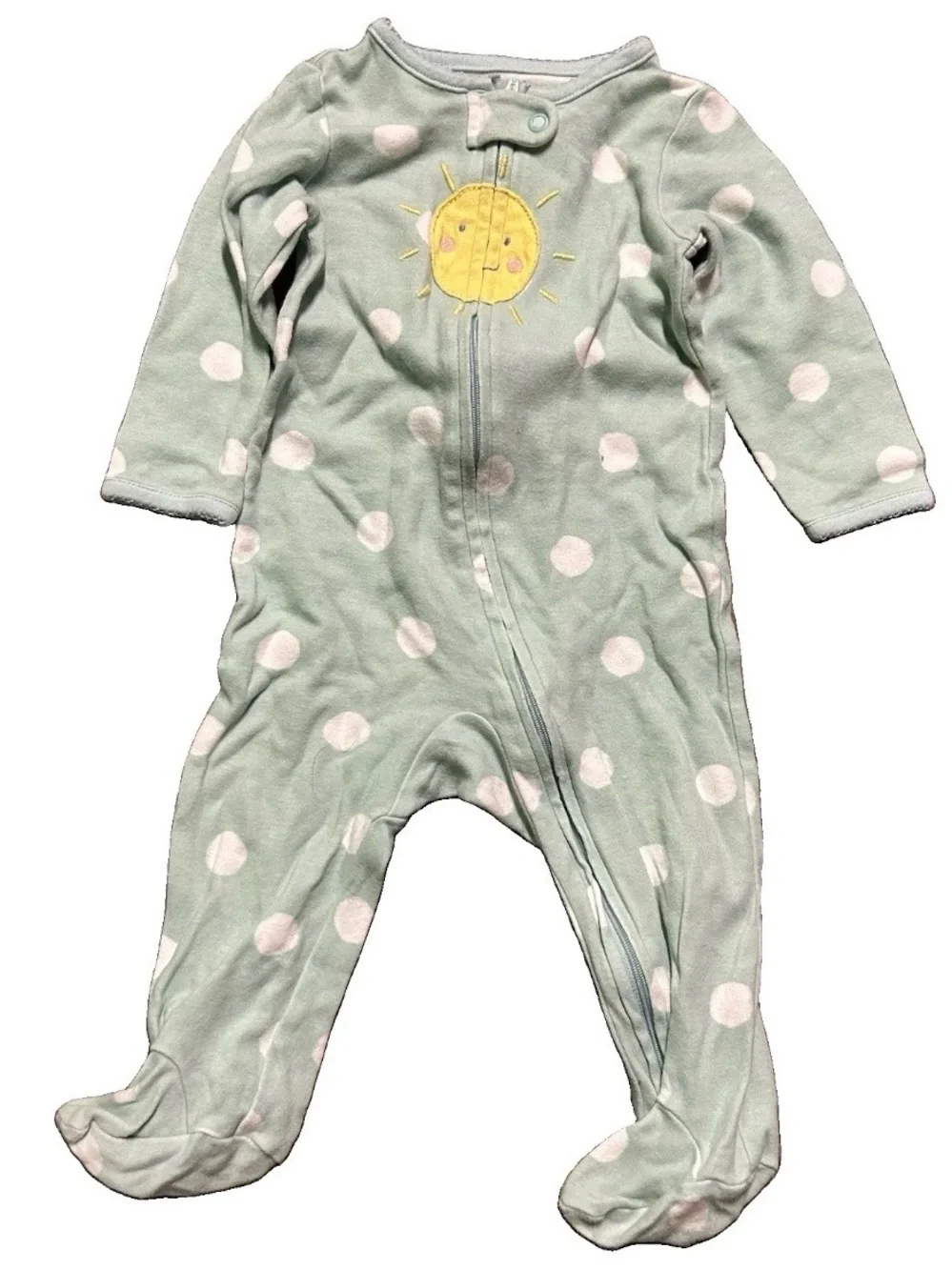 Baby Girl Footie Pajamas Letters Sun Whale 2 Way Zipper Size 6-9 Months